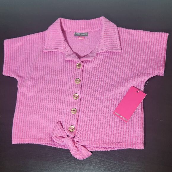 Vince Camuto Girl's Pink Ribbed Knit Short Set NWT Size Small Pink Matching Set - Picture 2 of 10